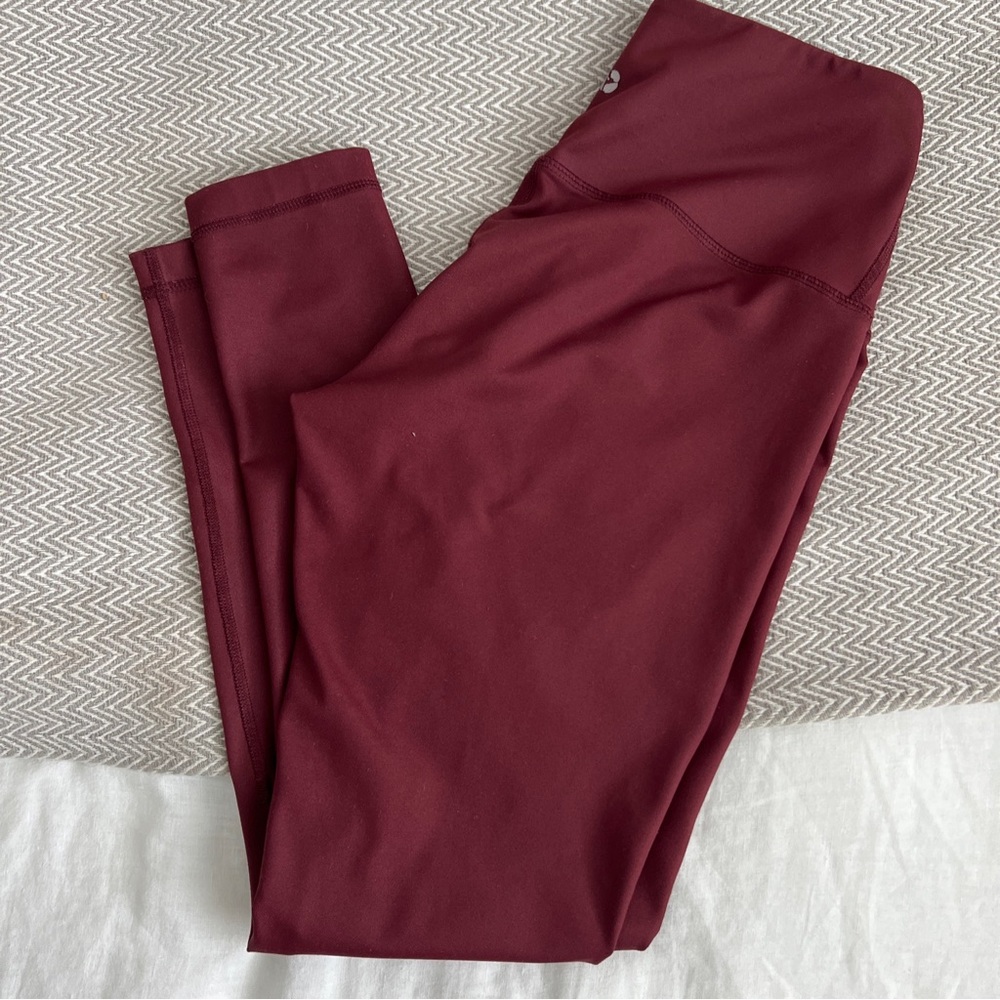 90 Degree By Reflex Leggings Women Small Red Burgundy Work Out Athleisure Yoga
